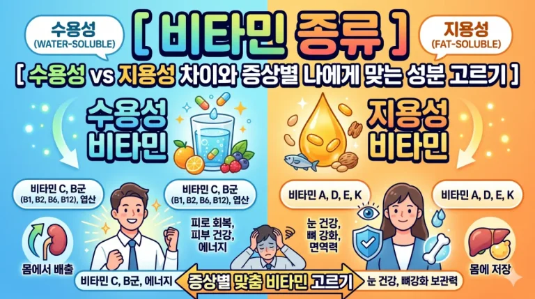 비타민 종류 수용성 지용성 차이와 증상별 나에게 맞는 성분 고르기