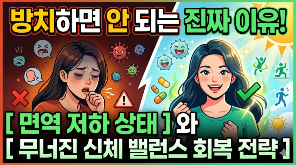 면역 저하 상태를 방치하면 안 되는 이유와 무너진 신체 밸런스 회복 전략 1 면역 저하 상태를 방치하면 안 되는 이유와 무너진 신체 밸런스 회복 전략