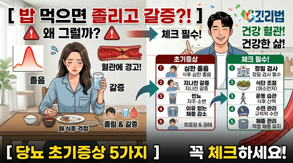 밥 먹으면 졸리고 갈증 난다면 꼭 체크해야 할 당뇨 초기증상 5가지
